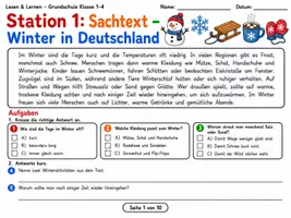 Vorschau - Stundenentwürfe - Winter – Lesen, Wortschatz & Leseverständnis | 9 Stationen + Lösungen | 1.–4. Klasse - Seite 1