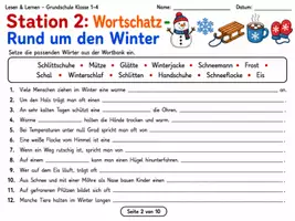 Vorschau - Stundenentwürfe - Winter – Lesen, Wortschatz & Leseverständnis | 9 Stationen + Lösungen | 1.–4. Klasse - Seite 2