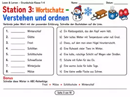 Vorschau - Stundenentwürfe - Winter – Lesen, Wortschatz & Leseverständnis | 9 Stationen + Lösungen | 1.–4. Klasse - Seite 3
