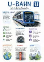 Vorschau - Arbeitsblätter - Lernplakat + Arbeitsblätter zum Thema "U-Bahn" + Lösung & MP3 + Mindmap + Infografik - Deckblatt