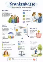 Vorschau - Arbeitsblätter - Lernplakat + Arbeitsblätter zum Thema "Krankenkasse" + Lösung & MP3 + Mindmap + Infografiken - Deckblatt