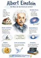 Vorschau - Arbeitsblätter - Lernplakat + Arbeitsblätter zum Thema "Albert Einstein" + Lösung & MP3 + Infografik - Deckblatt
