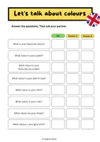 Vorschau - Arbeitsblätter - let's talk about colours - conversation sheet - interview - Deckblatt
