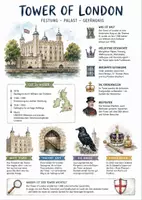 Vorschau - Arbeitsblätter - Lernplakat + AB mit Fragen zum Thema "Tower of London" + Lösungsblatt + Infografik - Deckblatt