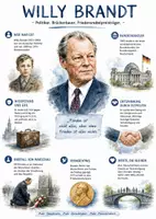 Vorschau - Arbeitsblätter - Lernplakat + AB mit Fragen zum Thema "Willy Brandt" + Lösungsblatt + Infografik - Deckblatt