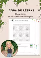 Vorschau - Arbeitsblätter - Arbeitsblatt Spanisch: Suchsel Tage/Monate (4 Versionen) (Klasse 6/7) - Deckblatt