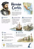 Vorschau - Arbeitsblätter - Lernposter + Arbeitsblätter zum Thema "Hernán Cortés" + Lösung & MP3 + Mindmap + Infografik - Deckblatt
