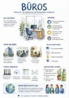 Vorschau - Arbeitsblätter - Lernplakat + AB mit Fragen zum Thema "Büro" + Lösungsblatt + Mindmap + Infografik - Deckblatt