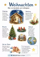 Vorschau - Arbeitsblätter - Lernposter + AB mit Fragen zum Thema "Weihnachten" + Lösungsblatt + Infografik - Deckblatt