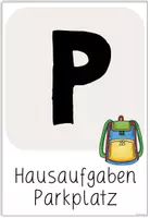 Vorschau - Bildkarten - Hausaufgabenparkplatz Schild - Seite 1