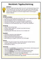 Vorschau - Merkblätter - Merkblatt Tagebucheintrag (z.B. für Lektürearbeit) - Deckblatt