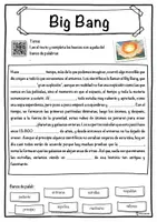 Vista previa - Hojas de trabajo - Big Bang – Ficha: texto con huecos, comprensión auditiva y sopa de letras - página 1
