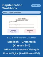 Vorschau - Arbeitsblätter - Capitalization Workbook: Englisch – Grammatik (Klassen 3–4) - Deckblatt
