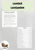 Vorschau - Arbeitsblätter - Lesetest für Lesetandems - Deckblatt