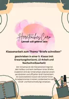 Vorschau - Klassenarbeiten - Klassenarbeit Briefe schreiben - Deckblatt