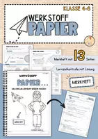 Vorschau - Unterrichtsreihen - Werkstoff Papier | Merkheft | Lernzielkontrolle | inkl. Lösungen - Deckblatt