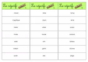 Aperçu - Apprentissages en autonomie - Cartes à pince : nom ou adjectif ? - Page 1