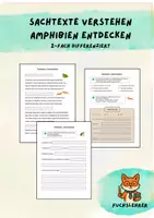 Vorschau - Arbeitsblätter - Sachtext Verstehen - Leseverständnis - Tierklasse Amphibien differenziert - Deckblatt