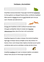 Vorschau - Arbeitsblätter - Sachtext Verstehen - Leseverständnis - Tierklasse Amphibien differenziert - Seite 1
