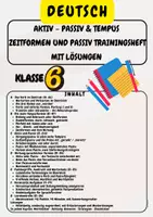 Vorschau - Arbeitsblätter - Aktiv – Passiv & Tempus Zeitformen und Passiv Trainingsheft mit Lösungen Klasse 6 - Deckblatt
