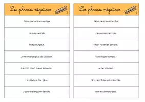 Aperçu - Apprentissages en autonomie - Les phrases négatives - Cartes à pinces - Page 1