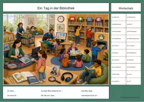 Vorschau - Arbeitsblätter - Bibliothek Wimmelbild-Lernheft Grundschule DaZ/DaF mit Lösungen - Seite 2