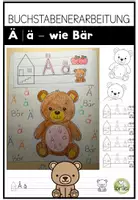 Vorschau - Arbeitsblätter - Buchstabenerarbeitung Ää – Kreativer Hefteintrag mit Bastelvorlage & Schreibübungen - Buchstabe Ä wie Bär - Deckblatt