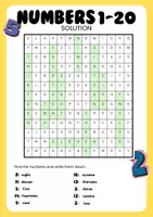 pretpregled - numbers 1-20 English wordsearch - strana 2