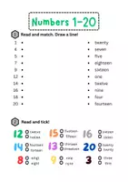 pretpregled - numbers 1-20 worksheets - English - strana 1