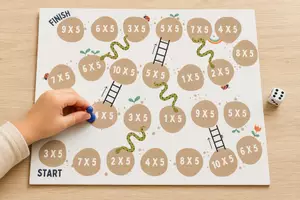 Voorbeeld - Tafelspel Slangen en Ladders | Oefen de Maaltafels op een Speelse Manier - Voorblad