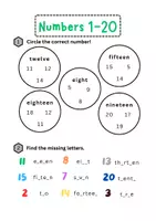 pretpregled - numbers 1-20 worksheets #2 English - strana 1