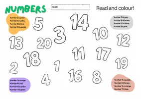 pretpregled - numbers 1-20 read and colour - strana 1
