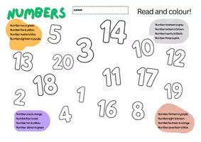 pretpregled - numbers 1-20 read and colour - strana 2