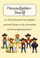 Vorschau - Bildkarten - Hausaufgabensheriff - Überprüfung der Hausaufgaben und Hausaufgabengutschein - Deckblatt