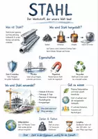Vorschau - Arbeitsblätter - Lernposter + Arbeitsblatt "Stahl" + Onlineübung & MP3 + Mindmap + Infografik - Deckblatt