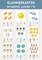 Vorschau - Stationenlernen - Klammerkarten Zählen: Mengen erfassen & Zählen bis 10, frühes Mathe für Kita & Vorschule, Zahlen lernen - Deckblatt
