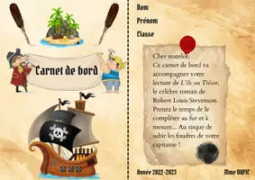 Aperçu - Feuilles d'exercices - Carnet de bord ÎLE AU TRÉSOR - Page de couverture