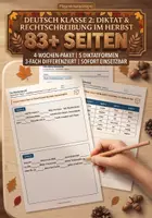 Vorschau - Arbeitsblätter - Deutsch Klasse 2: Diktat & Rechtschreibung im Herbst | 4-Wochen-Paket | 5 Diktatformen | 3-fach differenziert - Deckblatt
