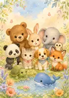 Vista previa - Juegos / Gamificación - Libro de colorear animales adorables 30 páginas - Portada