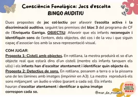 Vista previa - Juegos / Gamificación - CAT Consciència Fonològica: Bingo de sons (Jocs escolta) - página 1