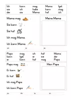 Vorschau - Arbeitsblätter - Leseblatt zu den Ganzwörtern "Mama" und "Papa" - Deckblatt