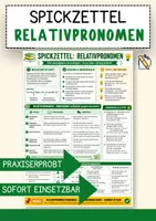 Vorschau - Merkblätter - Merkblatt Relativpronomen – Spickzettel für den Deutschunterricht - Deckblatt
