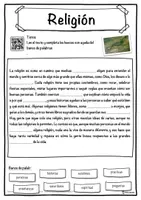 Vista previa - Hojas de trabajo - Religión – Ficha: texto con huecos, comprensión auditiva y sopa de letras - página 1