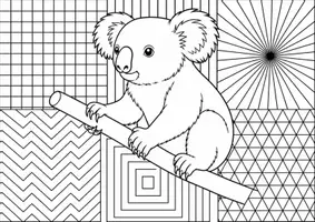 Vorschau - Arbeitsblätter - Koala - Pop Art Vorlagen Ausmalbilder - Seite 1