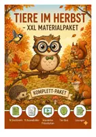Vorschau - Arbeitsblätter - Tiere im Herbst – XXL Materialpaket mit 16 Tier-Steckbriefen, Ausmalbildern, Quiz & Präsentation - Deckblatt