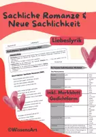 Vorschau - Arbeitsblätter - Liebeslyrik: Erich Kästner "Sachliche Romanze" - Neue Sachlichkeit - Deckblatt