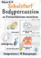Vorschau - Stundenentwürfe - Schulstart nach den Ferien: Bodypercussion komponieren – Ferienerlebnisse, Bildkarten & Differenzierung | Musik Klasse 2–4 - Deckblatt