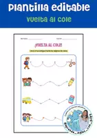 Vista previa - Hojas de trabajo - Plantilla editabe grafomotricidad vuelta al cole - Portada