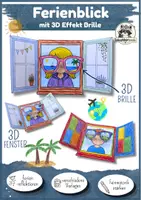 Vorschau - Mal- und Bastelvorlagen - Sommerferien Rückblick mit Brille basteln | Kreatives Fensterbild & Bastelvorlage zum Schulstart | Grundschule Kunst Sommer Klasse 2, Klasse 3, Klasse 4 - Deckblatt