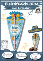 Vorschau - Mal- und Bastelvorlagen - Schulstart, Schulanfang Geschenk | Schultüte mit Bleistift | Willkommen in der Grundschule | Einschulung (Freebie) - Deckblatt